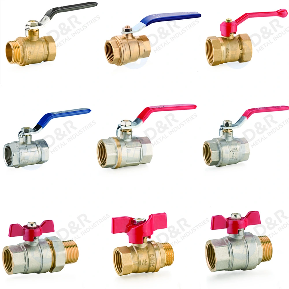 Brass Color Straight Handle Female/Male Thread Mini Compact Ball Valve