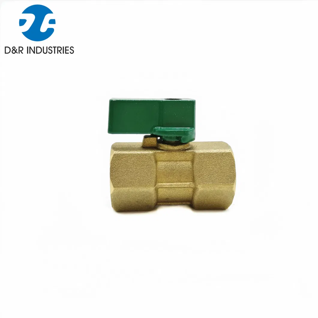 Brass Color Straight Handle Female/Male Thread Mini Compact Ball Valve